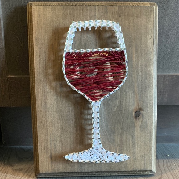 Wine glass string nail art used with real wine corks, handmade, 8” by 11” - Picture 3 of 7